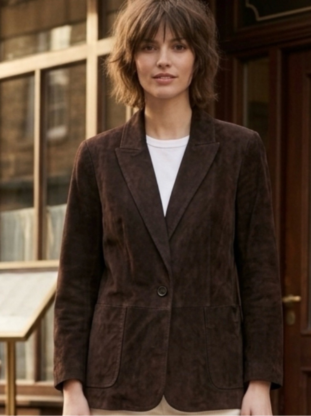 NWT. Kobi Halperin Uma Dark Brown Suede Blazer/Jacket